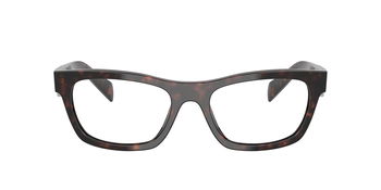 Das Bild zeigt die Prada Brille B01V in Root schildpatt von vorne.